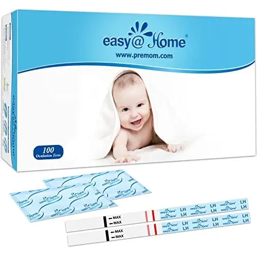 Produktbild: Easy@Home 100 Ovulationstest Kinderwunsch Fruchtbarkeitstest für Frauen Eisprung 25 mIU/ml mit Optimaler Sensitivität - Unterstützt von Premom Fertilitätsmonitor Ovulation APP - 100 LH Test