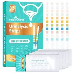 Produktbild: Easy@Home 11 Parameter Urin Teststreifen: 15x Urinanalyse Schnelltest für Zuhause – Gesundheitstest zur Erkennung von Blasenentzündung Harnwegsinfekt Diabetes Nierenfunktion & mehr – Mit Farbskala