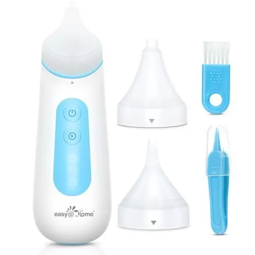 Produktbild: Easy@Home Nasensauger Baby Elektrisch: Wiederaufladbar Baby Staubsauger Geschenk für Neugeborene Kleinkinder Nasensekretsauger mit 3 Saugstufe & Kieselgel Düse Nasal Aspirator mit Nachtlicht,Weiß