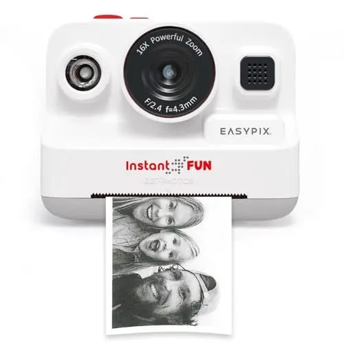 Produktbild: Easypix InstantFUN Sofortbildkamera, kreativer Fotospaß für Erwachsene und Kinder, Schwarz-Weiß-Thermodruck, BPA-freies Papier nachfüllbar, Ausdrucke ohne Tinte