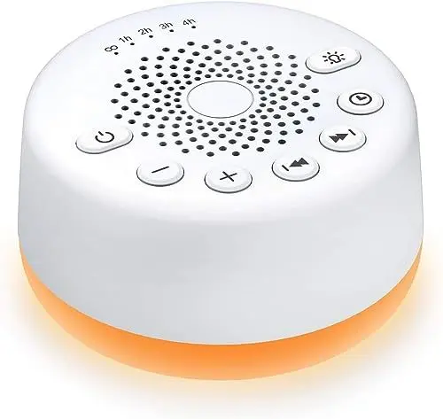 Produktbild: Easysleep White Noise Machine Einschlafhilfe mit 25 Beruhigende Klängen und Nachtlicht Weißes Rauschen Maschine mit Speicherfunktion 32 Lautstärkestufe und 5 Timer Wechselstrom oder USB Angetrieben