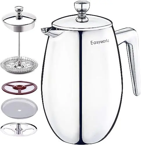Produktbild: Easyworkz Nando French Press 700ml Kaffeebereiter Französische Presse, doppelwandig, isoliert, Thermo-Kaffeemaschine, 304 Edelstahl