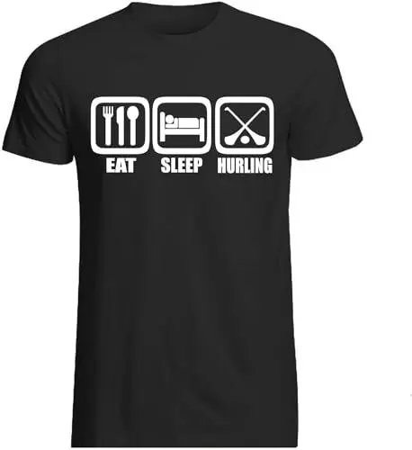 Produktbild: EAT Sleep Hurling T-Shirt COLS (Gildan Gaelic Irish Shinty Camogie T-Shirts & Hemden(Small)