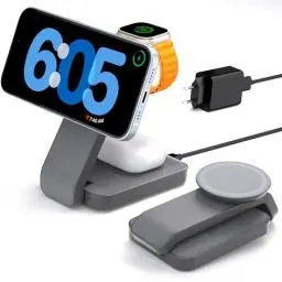 Produktbild: Eazpower Magsafe Ladestation 3 In 1 Faltbar, iPhone Ladestation Magsafe Ladegerät Apple Watch und iPhone Mehrere Geräte, Reisen Tragbar Wireless Charger (mit QC3.0 Adapter)
