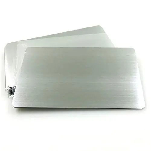 Produktbild: Ebamaz 304 Edelstahl Metall Visitenkarten 86X54X0,5 mm Packung mit 10 Stück (Silber Gebürstet, Blanko)