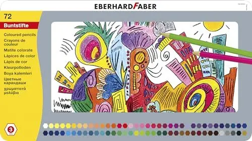 Produktbild: Eberhard Faber 514872 - Buntstifte Set in Metalletui, 72 Farbstifte in hexagonaler Form, bruchsicher