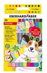Produktbild: Eberhard Faber 550020 - Filzstifte Set Colori, 20 Malstifte im Kartonetui, Filzstifte dicke und dünne Spitze