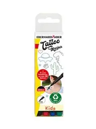 Produktbild: Eberhard Faber 559504 - Tattoo Stifte für Kinder, 4 Stifte im Kunststoffetui mit 4 Schablonen