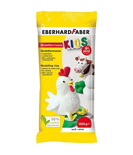 Produktbild: Eberhard Faber 570102 - Modelliermasse lufttrocknend weiß, 1 kg EFA Plast Kids tonbasiert