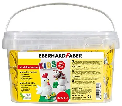 Produktbild: Eberhard Faber 570103 - Modelliermasse lufttrocknend weiß, 3 kg EFA Plast Kids tonbasiert