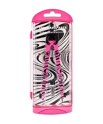 Produktbild: Eberhard Faber 571701 - Schnellverstellzirkel neon pink, Zirkel Set mit Ersatzteilen und Zirkelminen