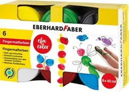 Produktbild: Eberhard Faber 578606 - Fingerfarben EFA Color, 6 Farben mit je 40 ml, Fingerfarben Kinder ungiftig