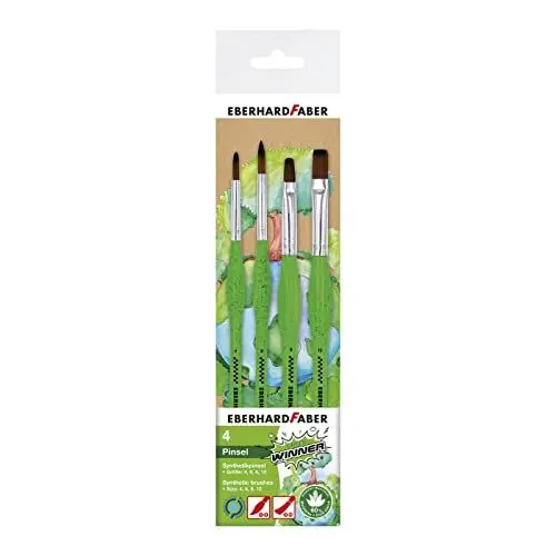 Produktbild: Eberhard Faber 579927 - Synthetik Pinselset Green Winner, 2 Rundpinsel und 2 Flachpinsel