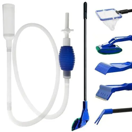 Produktbild: EBKCQ Aquarium Reinigungsset, 5 in 1 Aquarium Zubehoer Reinigung, Aquarium Wasserwechsel, Siphon Pumpe und 5 Reinigungswerkzeuge, Abnehmbar, für Wasserwechsel und Reinigung