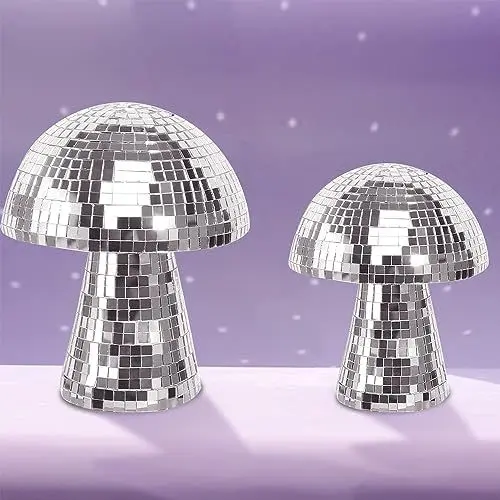 Produktbild: EBKCQ Pilz Discokugel, Spiegel Pilz Disco Kugel, Discokugel Deko Silber Reflektor Glitzer, Disco-Spiegel-Glitzer-Kuge, Spiegelkugel Silber Party, Discokugeln Mirrorball Glänzende Disco Ball