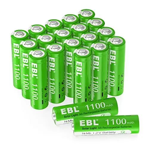 Produktbild: EBL AA Akku 20 Stück für Solarlampe für außen - Solarakku AA 1100mAh, Wiederaufladbar, hohe Ladezyklen mit Gering Selbstentladung
