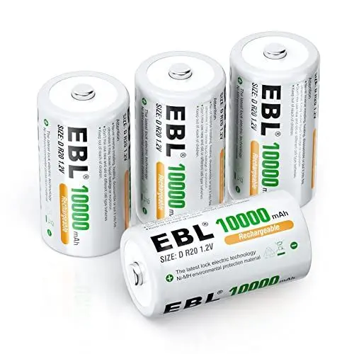 Produktbild: EBL D Akku 10000mAh, Wiederaufladbare D Zelle NI-MH Batterie 4 Stück mit Aufbewahrungsbox, Mono D Akku