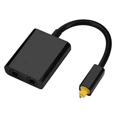 Produktbild: Eboxer Dual Port Toslink Digital Optischer Audio Splitter Adapter Audiokabel 1 in 2 aus für DVD CD Computer usw.(schwarz,weiß)(Schwarz)