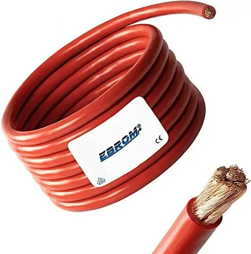 Produktbild: EBROM 3 Meter Batteriekabel ROT H07V-K 16 mm² - Batterie Kabel - 99,9% OFC Kupfer - 3 m (3M) 16mm2