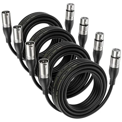 Produktbild: EBXYA XLR Mikrofonkabel 5M 4er Pack - Premium 3-Pin Symmetrisches Stecker auf Buchse Kabel für Mikrofon und DMX