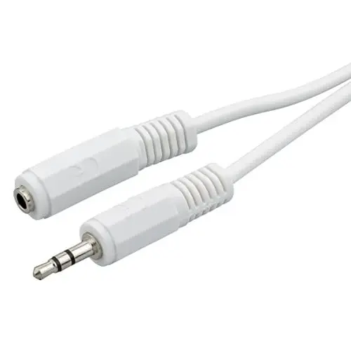 Produktbild: ecabo 10032 Stereo Audio Klinken-Verlängerung 3,5mm Klinken Stecker auf 3,5mm Klinken Buchse – AUX-Kabel – Verlängerungskabel – für Autoradios, MP3-Player, Receiver, Computer, Laptops, 10,00m, weiß