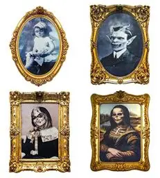 Produktbild: ECGER Halloween-Dekoration, 3D-Wechselgesicht, Horror-Bilder, beweglicher Portraitrahmen, 4 Stück, gruselige Wanddekoration für Party, Schloss, Spukhaus, Zuhause, Innendekoration (4 Stück)
