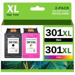 Produktbild: ECHALLENGE 301 XL Druckerpatronen für hp 301 druckerpatronen Multipack Ersatz 2540 1000 1010 1050 Envy 4500 5534 4502 Officejet 2620 2622(1Schwarz 1Farbe,2-Pack)
