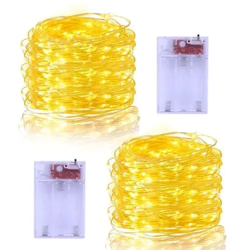 Produktbild: 2 Stück Lichterkette Batterie, 5M 50 LED Lichterketten Batterien klein lichterdraht 2 Modi für Garten Hochzeit Party Deko (Warmweiß)
