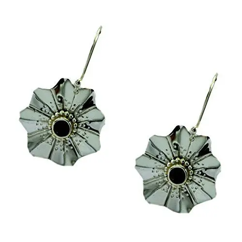 Produktbild: Echt Granat Ohrring Für Frauen Sterling Silber Runde Form Blume Stil Schmuck Birthstone Astrologische