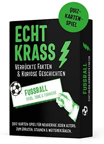 Produktbild: Echt krass verrückte Fakten & kuriose Geschichten - FUSSBALL. Fragespiel & Ratequiz mit wahren Geschichten über Kicker, Tore & Turniere.: Quiz-Spiel ... verrückte Fakten und kuriose Geschichten.)