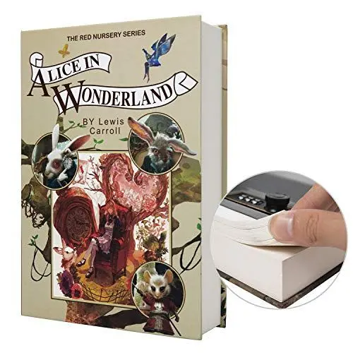 Produktbild: Echtes Papiertransferbuch sicher für Schmuck, Geld und Bargeld, hohl mit verstecktem Fach, Schlüssel und Zahlenschloss (Passwortsperre, Alice)