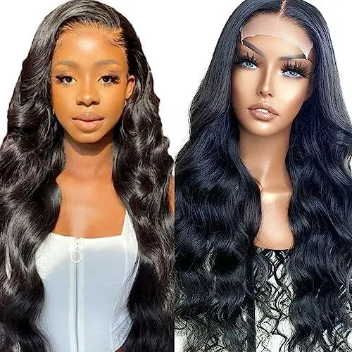 Produktbild: Echthaar Perücke Wig Human Hair Wig Glueless Wigs 5x5 Front Lace Human Hair Wigs Pre Plucked Natural Hairline Glueless Body Wave Wigs for Women 5x5 HD Lace 150% Density 16 Zoll