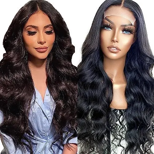 Produktbild: Echthaar Perücke Wig Human Hair Wig Glueless Wigs 5x5 Front Lace Human Hair Wigs Pre Plucked Natural Hairline Glueless Body Wave Wigs for Women 5x5 HD Lace 150% Density 24 Zoll