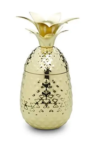Produktbild: ECHTWERK Ananas Cocktail Becher/Pineapple Mug aus hochwertigem Edelstahl inkl. dekorativer Geschenkbox, 500ml, 9,3 x 20cm, Gold Edition