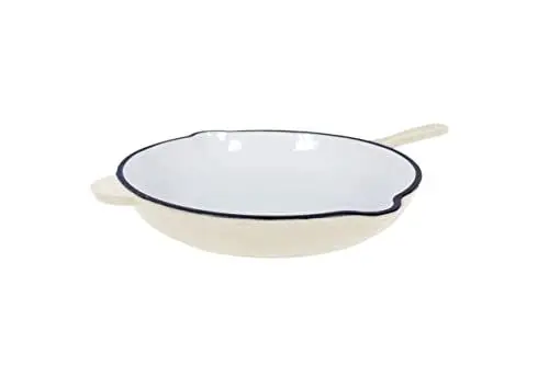 Produktbild: ECHTWERK Bratpfanne aus Gusseisen mit Emaille-Beschichtung, Gusseisenpfanne, Ofenpfanne mit zwei Griffen und Ausgießer, Für Backöfen, Grill, BBQ und Induktion geeignet, Ø 26,5 cm, Creme