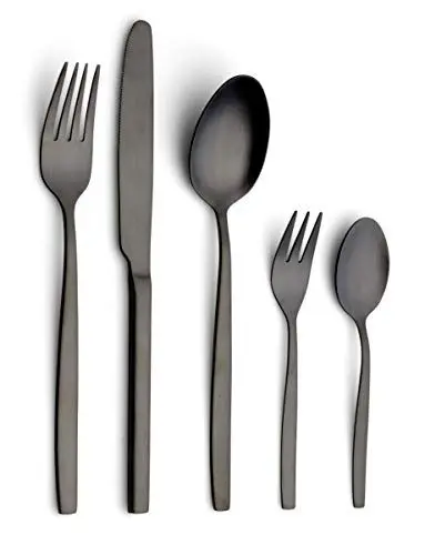 Produktbild: ECHTWERK EW-BS-3055S Tafelbesteck Positano-Black Edition, 30-teilig, für 6 Personen, Edelstahl 18/10, PVD mattiert, Hochwertiges Besteck Set, inkl. Aufbewahrungs-Kassette, Stahl, Schwarz