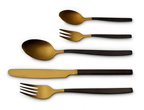 Produktbild: ECHTWERK EW-BS-3325G Tafelbesteck Positano Due-Gold/Black Edition, 30-teilig, für 6 Personen, Messer aus Klingenstahl, inkl. Präsentschachtel, 18/10 Stahl