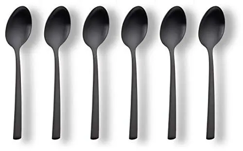 Produktbild: ECHTWERK EW-KS-1440 Mokkalöffel, 6-teiliges Löffel Set, für Kaffee und Tee, mit Matter Oberfläche, aus hochwertigem Edelstahl 18/10, modern und langlebig, Avelino-Black Edition, Stahl