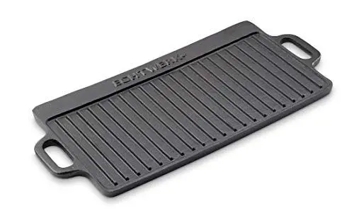 Produktbild: ECHTWERK Grillplatte BIG 50,5 × 23 × 1,5 cm aus Gusseisen mit 2 Griffen und Emaille-Beschichtung, Grillpfanne/ Grillplatte fur Feuerstelle, Grillplatz, Lagerfeuer, Ofen Oder Herd