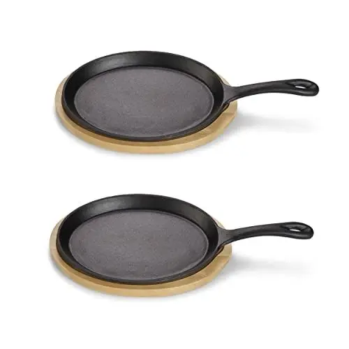 Produktbild: ECHTWERK Servierpfanne aus Gusseisen, Kleine Grillpfanne, Bereits eingebrannt, Für Backöfen, Grill, BBQ und Induktion geeignet, Ideal zum Servieren, 2tlg