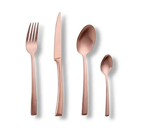 Produktbild: ECHTWERK Tafelbesteck Avelino, Bronze Edition, 16-teilig, Essbesteck für bis zu 4 Personen, Edelstahl 18/10, mattiert, Hochwertiges Besteck Set, für Esstisch, Tischdeko für Hochzeiten & Festtafel
