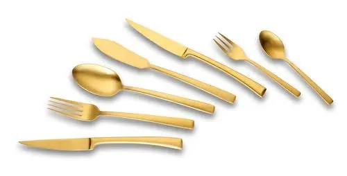 Produktbild: ECHTWERK Tafelbesteck Avelino, Gold Edition, 42-teilig, Essbesteck für bis zu 6 Personen, Edelstahl 18/10, mattiert, Hochwertiges Besteck Set, für festliche Tafeln, inkl. Aufbewahrungs-Kassette