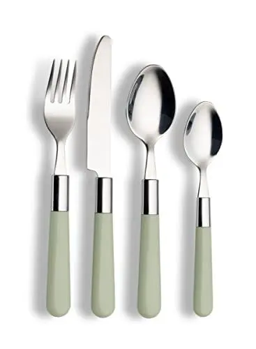 Produktbild: Echtwerk Besteck Set “Bistro“, mit Kunststoffgriffen, Campingbesteck, Picknickbesteck, leichtes Reisebesteck, Outdoor-Besteck für Grillen im Freien, 16-teilig, bis zu 4 Personen, Edelstahl 18/0, Grün