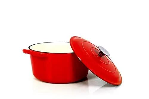 Produktbild: Echtwerk Schmortopf aus Gusseisen mit Emaille-Beschichtung, Brotbacktopf, Für Backöfen, Grill und Induktion geeignet, rot, 3,5 L, Ø 22,5 cm