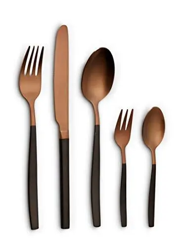 Produktbild: Echtwerk Tafelbesteck Positano Due-Bronze/Black Edition, 20-teilig, für 4 Personen, 18/10 mattiert, Edelstahl, Hochwertiges Besteck Set, für Esstisch, Tischdeko für Hochzeiten und festliche Tafeln