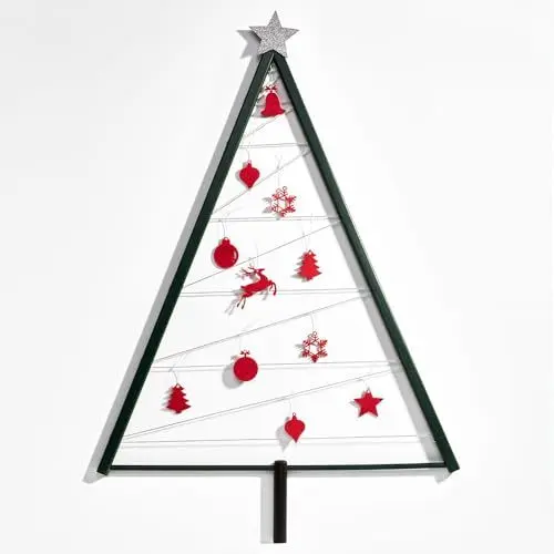 Produktbild: ECIZO Weihnachtsbaum Deko Holz, Tannenbaum Deko Weihnachten, Weihnachtsdeko für die Wand, Holz Weihnachtsbaum zum Aufhängen, Deko Weihnachtsbaum 90 x 67 cm.