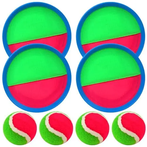 Produktbild: ECJWEI Klettballspiel für Kinder Klettball Strandspielzeug Strandspiele Klettspiel Wurfspiel Spielzeug Garten Outdoor Spiele ab 3 4 5 6 7 8 9 10 Jahren für Junge Mädchen Ostergeschenk