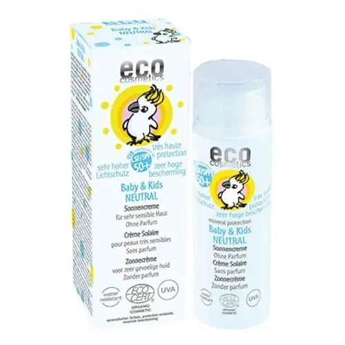 Produktbild: Eco Cosmetics Baby & Kids Sonnencreme LSF 50+ Neutral - 50 ml, Zertifizierte Naturkosmetik, Rezeptur ohne Mikroplastik, Für Gesicht und Körper