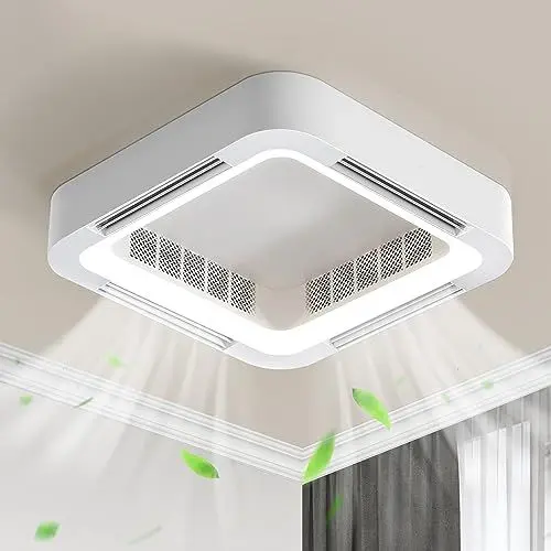 Produktbild: ecoCalm Deckenventilator mit Beleuchtung und Fernbedienung, Moderne Leise Deckenlampe mit Ventilator ohne Rotorflügel, Deckenventilator mit Licht und 6 Geschwindigkeiten für Schlafzimmer, Wohnzimmer