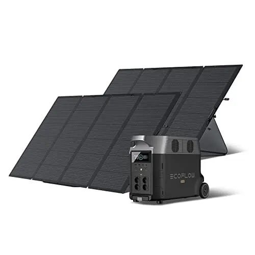 Produktbild: ECOFLOW Solargenerator Delta Pro 3,6 kWh/3600 W mit 2 x 400 W Solarpanel auf Balkon, tragbares Kraftwerk für Zuhause, Camping im Freien, RV und Notfall